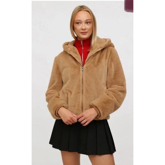 Vince Bomber Hooded Jacket Teddy Coat Beige Size Large Bloggers Favorite - Picture 1 of 14